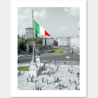 Piazza Venezia in Roma, Italy with colors red, white and green Posters and Art